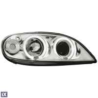 Φανάρια εμπρός angel eyes για Citroen Saxo (2000-2004) - chrome , με λάμπες (Η1) - σετ 2τμχ.