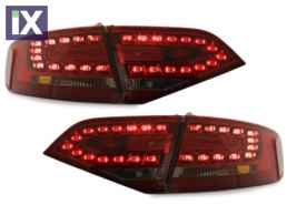 Πίσω φανάρια led για Audi A4 combi (2007+) - κόκκινα /φιμέ χρωμίου - σετ 2τμχ.