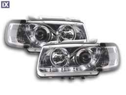 Φανάρια εμπρός led για Vw Polo 6N (1994-1999) - chrome , με λάμπες (Η1) - σετ 2τμχ.