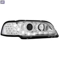 Φανάρια εμπρός led για Volvo S/V40 (1997-2000) - chrome , με λάμπες (Η1) - σετ 2τμχ.