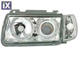 Φανάρια εμπρός angel eyes για Vw Polo 6N (1994-1999) - chrome , χωρίς λάμπες (Η7) - σετ 2τμχ.