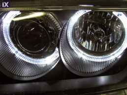 Φανάρια εμπρός angel eyes για Vw Passat Β4 (1993-1996) - chrome , χωρίς λάμπες (Η7) - σετ 2τμχ.