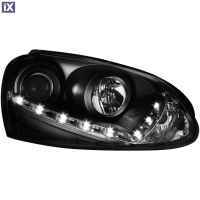 Φανάρια εμπρός led για εργοστασιακά xenon για Vw Golf 5 , black , με λάμπες (D2S) - σετ 2τμχ.