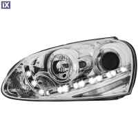 Φανάρια εμπρός led για Vw Golf 5 με DRL , με λάμπες (Η1) - σετ 2τμχ.