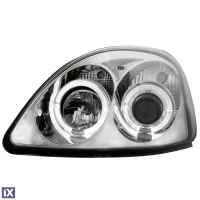 Φανάρια εμπρός angel eyes για Toyota Yaris (1998-2003) - chrome , με λάμπες (Η1) - σετ 2τμχ.