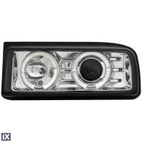 Φανάρια εμπρός angel eyes για Vw Corrado - chrome , με λάμπες (Η1) - σετ 2τμχ.