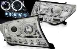 Φανάρια εμπρός led angel eyes για Toyota Land Cruiser FJ200 (2007+) - chrome , με λάμπες (Η1) - σετ 2τμχ.