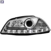 Φανάρια εμπρός led για Seat ibiza 6L (2002+) - chrome , με λάμπες (Η1) - σετ 2τμχ.