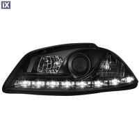 Φανάρια εμπρός led για Seat ibiza 6L (2002-2008) - μαύρα , με λάμπες (Η1) - σετ 2τμχ.