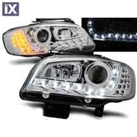 Φανάρια εμπρός led για Seat ibiza 6K2 (2000-2002) - χρωμίου , με λάμπες (Η1) - σετ 2τμχ.