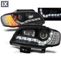 Φανάρια εμπρός led για Seat ibiza 6K2 (2000-2002) - black , με λάμπες (Η1) - σετ 2τμχ.