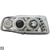 Φανάρια εμπρός angel eyes για Seat ibiza 6K (1993-2000) - chrome , με λάμπες (Η1) - σετ 2τμχ.