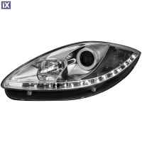 Φανάρια εμπρός led για Seat Altea /Leon / Toledo (2005-2009) - chrome , με λάμπες (Η1) - σετ 2τμχ.