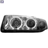 Φανάρια εμπρός angel eyes για Seat Leon /Toledo (1999-2004) - chrome , με λάμπες (Η1) - σετ 2τμχ.