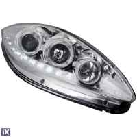 Φανάρια εμπρός led για Seat Altea /Leon / Toledo (2005-2009) - χρωμίου , με λάμπες (Η1) - σετ 2τμχ.