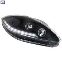 Φανάρια εμπρός led για Seat Altea /Leon / Toledo (2005-2009) - black , με λάμπες (Η1) - σετ 2τμχ.