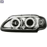 Φανάρια εμπρός angel eyes για Renault Megane / Renault Scenic 3/5 πορτο (1996-1999) - chrome , με λάμπες (Η1) - σετ 2τμχ.