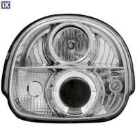 Φανάρια εμπρός angel eyes για Renault Twingo (1992-1998) - chrome , με λάμπες (Η1) - σετ 2τμχ.