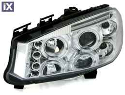 Φανάρια εμπρός angel eyes για Renault Megane (2002-2005) , με λάμπες (Η1) - σετ 2τμχ.