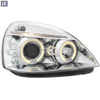 Φανάρια εμπρός angel eyes για Renault Clio MK3 (2001-2005) - chrome , με λάμπες (Η1) - σετ 2τμχ.