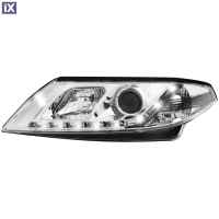 Φανάρια εμπρός led για Renault Laguna (2001-2005) - chrome , με λάμπες (Η1) - σετ 2τμχ.