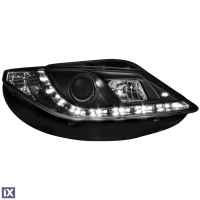 Φανάρια εμπρός led για Seat ibiza 6J (2008+) - μαύρα , με λάμπες (Η1) - σετ 2τμχ.