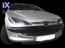 Φανάρια εμπρός led για Peugeot 206 , με λάμπες (Η1) - σετ 2τμχ.