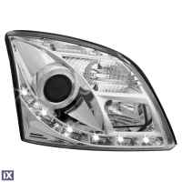 Φανάρια εμπρός led για Opel Vectra C (2002-2005) - chrome , με λάμπες (Η1) - σετ 2τμχ.