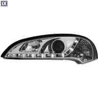 Φανάρια εμπρός led για Opel Tigra (1991-2000) - chrome , με λάμπες (Η1) - σετ 2τμχ.