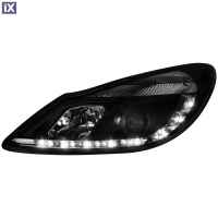 Φανάρια εμπρός led για Opel Corsa D (2006-2010) - black , με λάμπες (Η1) - σετ 2τμχ.