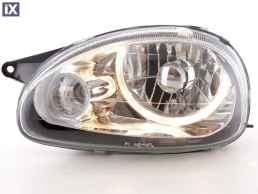 Φανάρια εμπρός angel eyes για Opel Corsa B (1993-2001) - chrome , χωρίς λάμπες (Η7) - σετ 2τμχ.