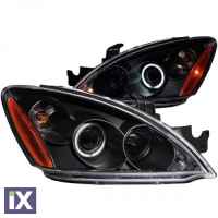 Φανάρια εμπρός angel eyes για Mitsubishi Lancer (2004-2007) - black , με λάμπες (Η1) - σετ 2τμχ.