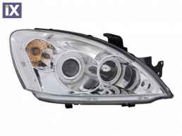 Φανάρια εμπρός angel eyes για Mitsubishi Lancer (2004-2007) - chrome , με λάμπες (Η1) - σετ 2τμχ.