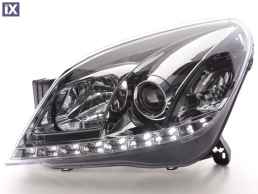 Φανάρια εμπρός led για Opel Astra H (2004-2009) - chrome , με λάμπες (Η1) - σετ 2τμχ.