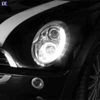 Φανάρια εμπρός led Dayline για Mini cooper (2002-2004) - μαύρα , με λάμπες (Η1) - σετ 2τμχ.