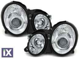 Φανάρια εμπρός angel eyes για Mercedes CLK W208 (1997-2002) , με λάμπες (Η1) - σετ 2τμχ.