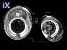 Φανάρια εμπρός angel eyes για Mercedes CLK W208 (1997-2002) , με λάμπες (Η1) - σετ 2τμχ.