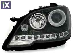 Φανάρια εμπρός led για Mercedes ML W164 (2008+) , μαύρα , χωρίς λάμπες (Η7) - σετ 2τμχ.