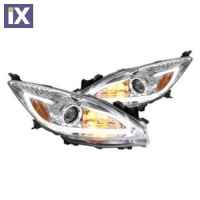 Φανάρια εμπρός led για Mazda 3 4 porto (2008-2013) - chrome , με λάμπες (Η1) - σετ 2τμχ.