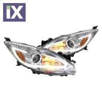 Φανάρια εμπρός led για Mazda 3 4 porto (2008-2013) - chrome , με λάμπες (Η1) - σετ 2τμχ.