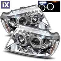 Φανάρια εμπρός led angel eyes για Jeep Grand Cherokee (1999-2005) , με λάμπες (Η1) - σετ 2τμχ.