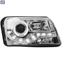 Φανάρια εμπρός led για Fiat Panda (2003-2009) - chrome , με λάμπες (Η1) - σετ 2τμχ.