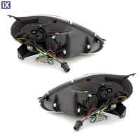 Φανάρια εμπρός led για Fiat Grande Punto (2005+) - black , με λάμπες (Η1) - σετ 2τμχ.