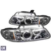 Φανάρια εμπρός angel eyes με led για Chrysler Voyager / Caravan (1996-2002) - chrome , με λάμπες (Η1) - σετ 2τμχ.