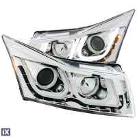 Φανάρια εμπρός led για Chevrolet Cruze (2009-2012) - chrome , με λάμπες (Η1) - σετ 2τμχ.