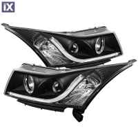 Φανάρια εμπρός led για Chevrolet Cruze (2009-2012) - black , με λάμπες (Η1) - σετ 2τμχ.