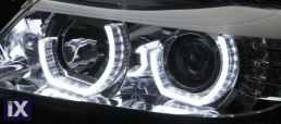 Φανάρια εμπρός 3D angel eyes για BMW X5 (1999-2003) - μαύρα , χωρίς λάμπες (Η7) - σετ 2τμχ.