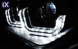 Φανάρια εμπρός led angel eyes για BMW F30 (2011+) - για εργοστασιακά xenon , χωρίς λάμπες (Η7) - σετ 2τμχ.