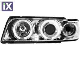 Φανάρια εμπρός angel eyes για BMW E38 (1994-1998) - chrome , με λάμπες (Η1) - σετ 2τμχ.