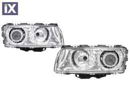 Φανάρια εμπρός angel eyes για BMW E38 (1994-1998) - chrome , χωρίς λάμπες (Η7) - σετ 2τμχ.